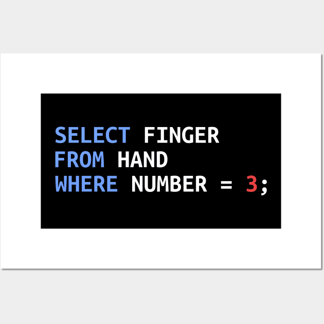 Middle Finger Select SQL Developer Funny Gift Wall Art by JeZeDe